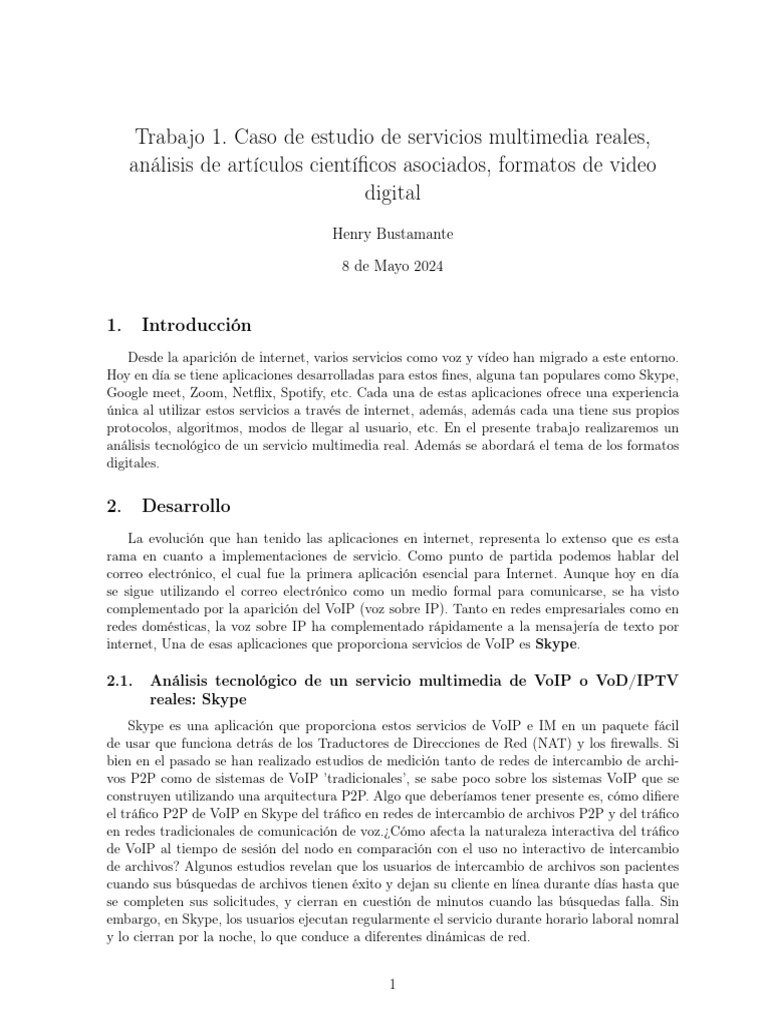 Análisis Tecnológico de Skype y VoIP | PDF | De igual a igual | Voz
