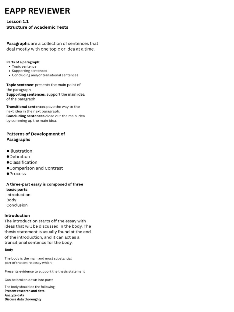 Lesson 1.1 Structure of Academic Texts 20250723 145945 0000 | PDF ...