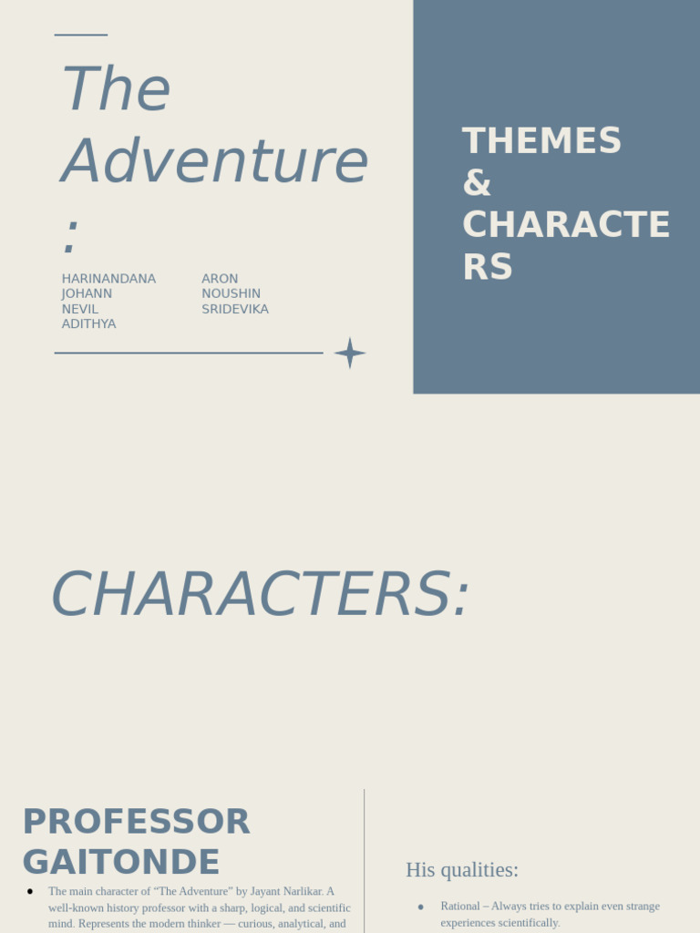 Themes and Characters in 