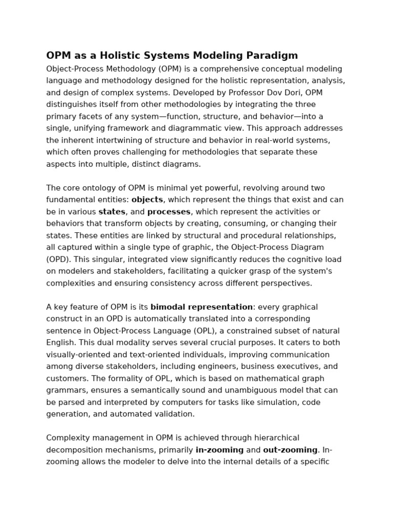 Holistic Systems Modeling with OPM | PDF