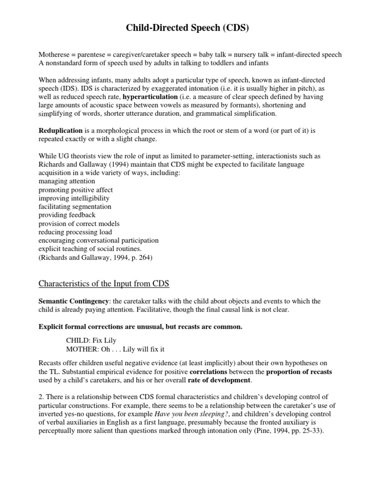 Baby Talk PDF PDF Language Development Grammar