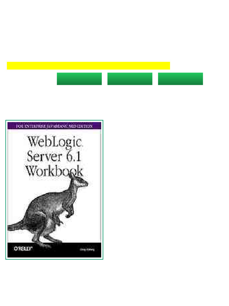 Weblogic Server 6 1 Workbook For Enterprise Javabeans 3Rd Edition Greg ...