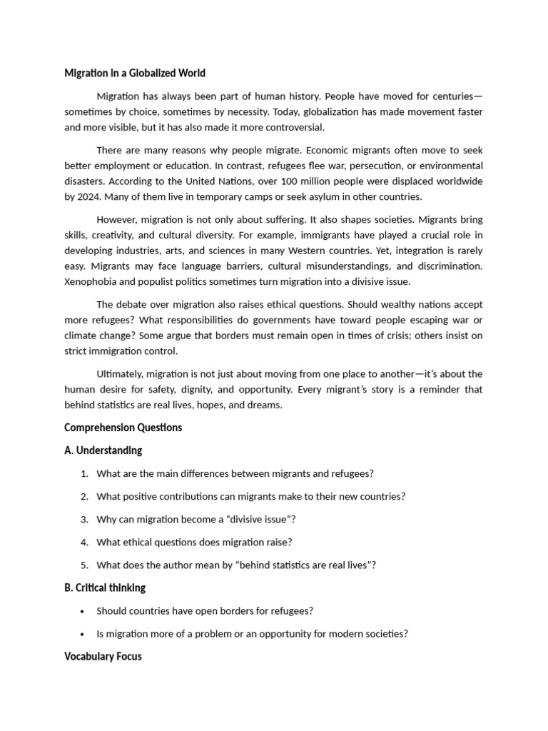 Migration in A Globalized World | PDF | Human Migration | Refugee