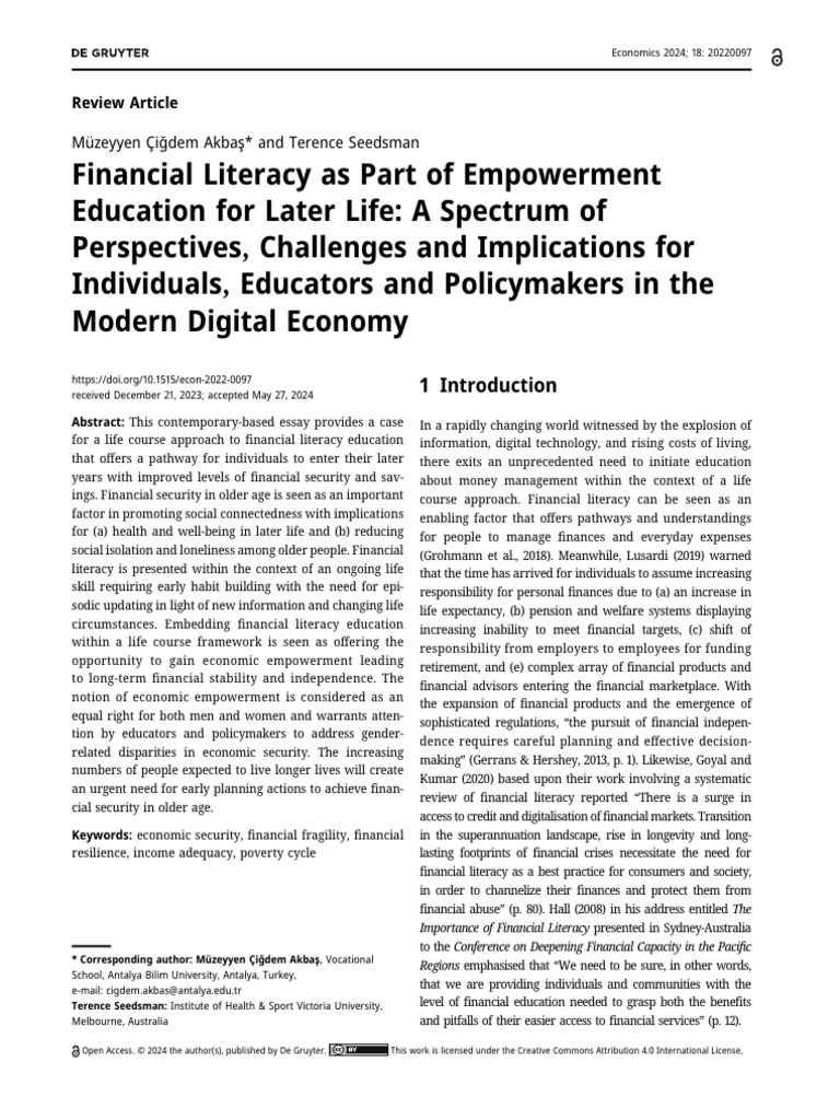 Financial Literacy for Lifelong Empowerment | PDF | Cost Of Living ...