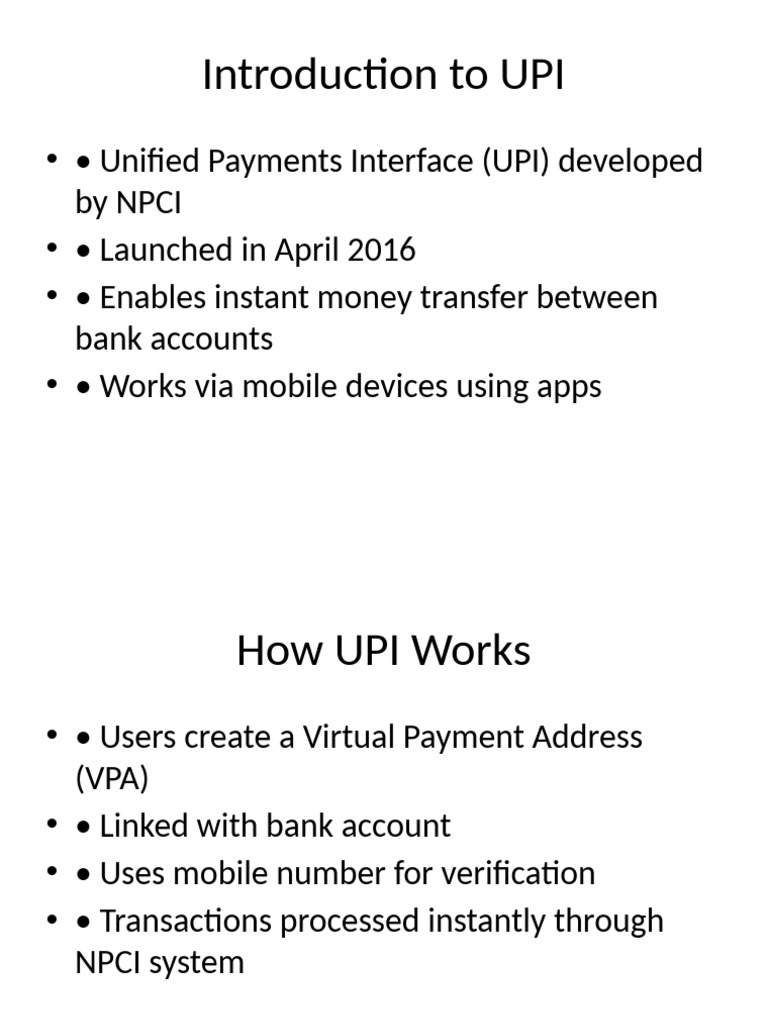 UPI Detailed Presentation | PDF