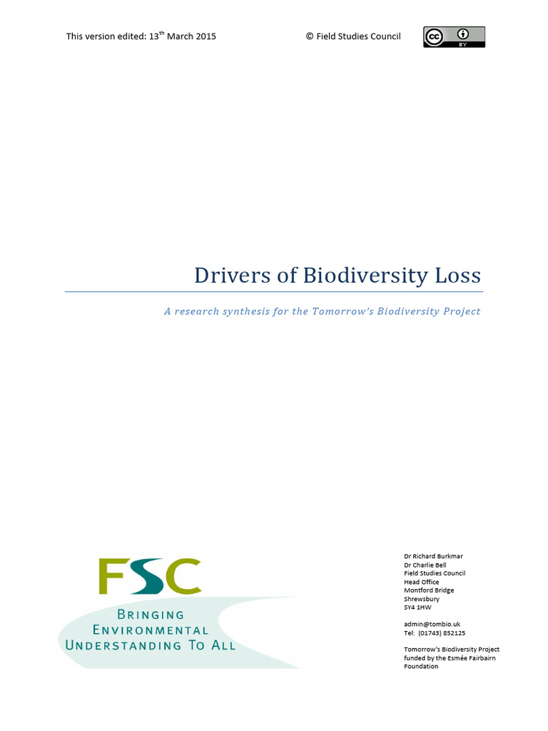 Drivers of Biodiversity Loss Explained | PDF | Ecosystem | Biodiversity