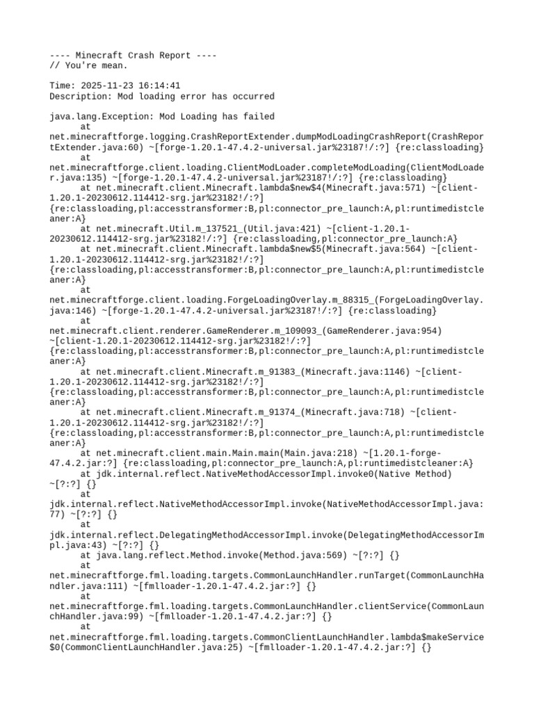 Minecraft Mod Loading Crash Report | PDF | Graphics Processing Unit ...