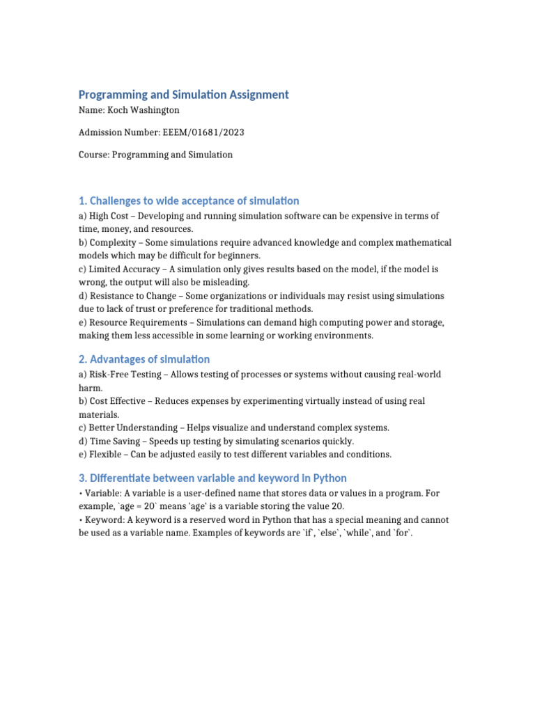 Challenges and Benefits of Simulation in Programming | PDF