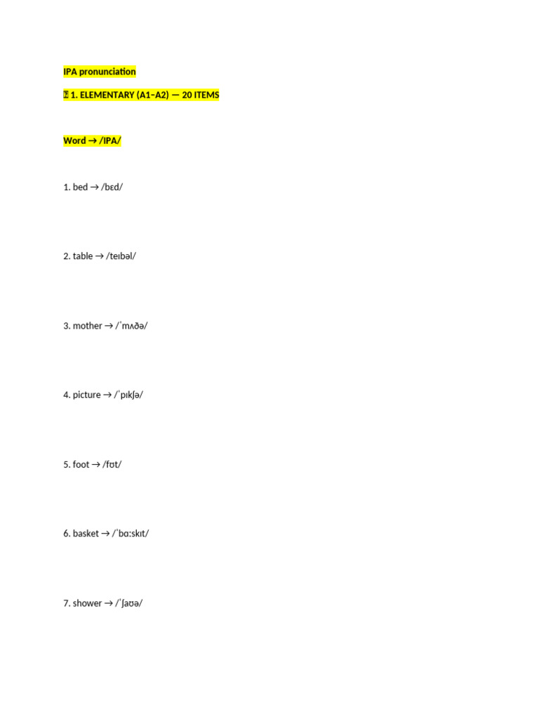 IPA Exercises | PDF