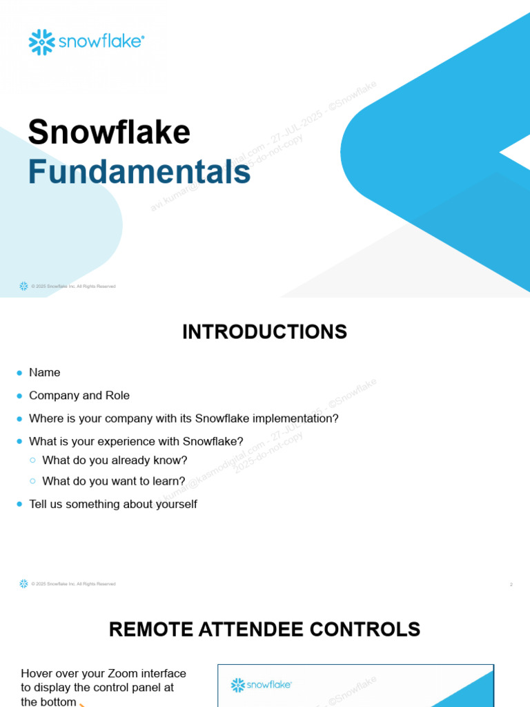 Snowflake: Fundamentals | PDF | Risk | Cloud Computing