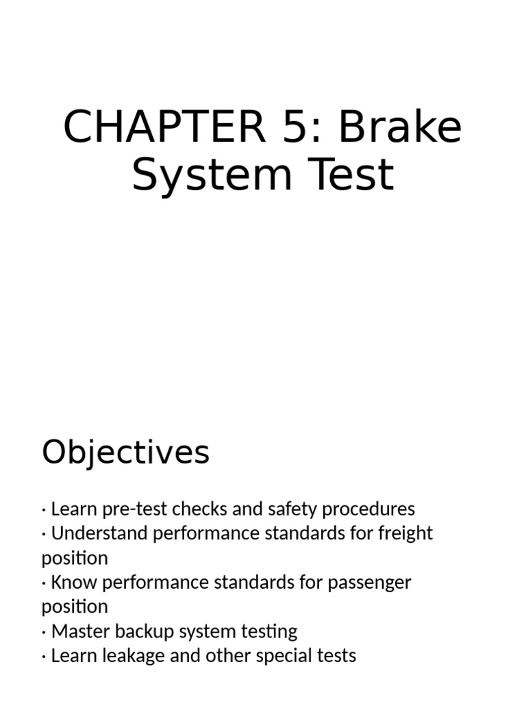 Brake System Testing Procedures Guide | PDF