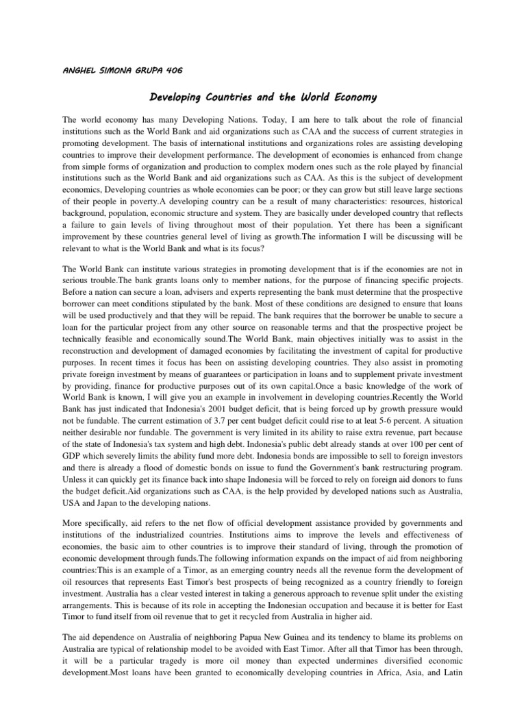 Developing Countries and The World Economy | PDF | Development ...