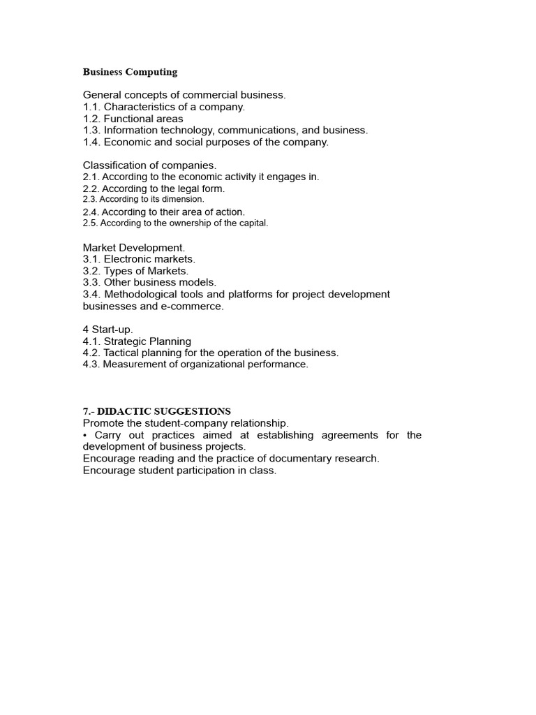 Syllabus Business Computing | PDF | Strategic Planning | Cognition