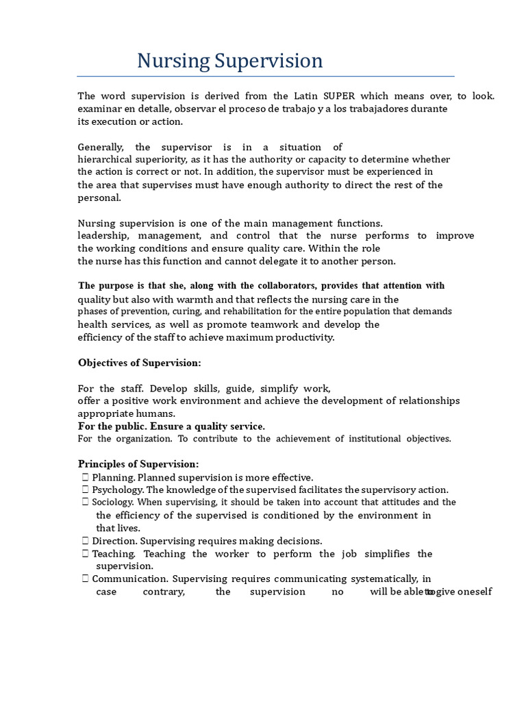 Supervision in Nursing | PDF | Nursing | Leadership
