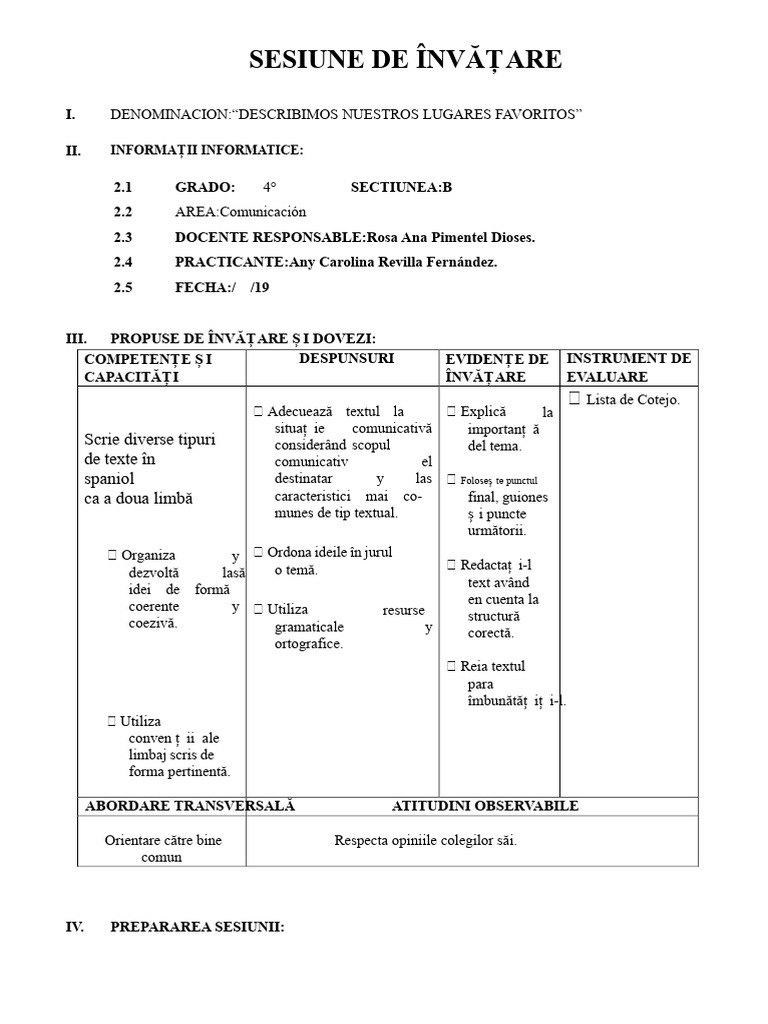 Descriem Locurile Noastre Preferate | PDF
