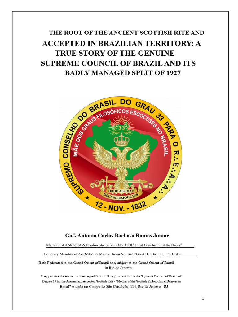 The Root of The Ancient Scottish Rite Accepted in Brazilian Territory ...