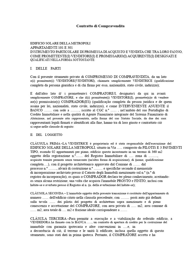 Contratto Di Compravendita Immobiliare | PDF