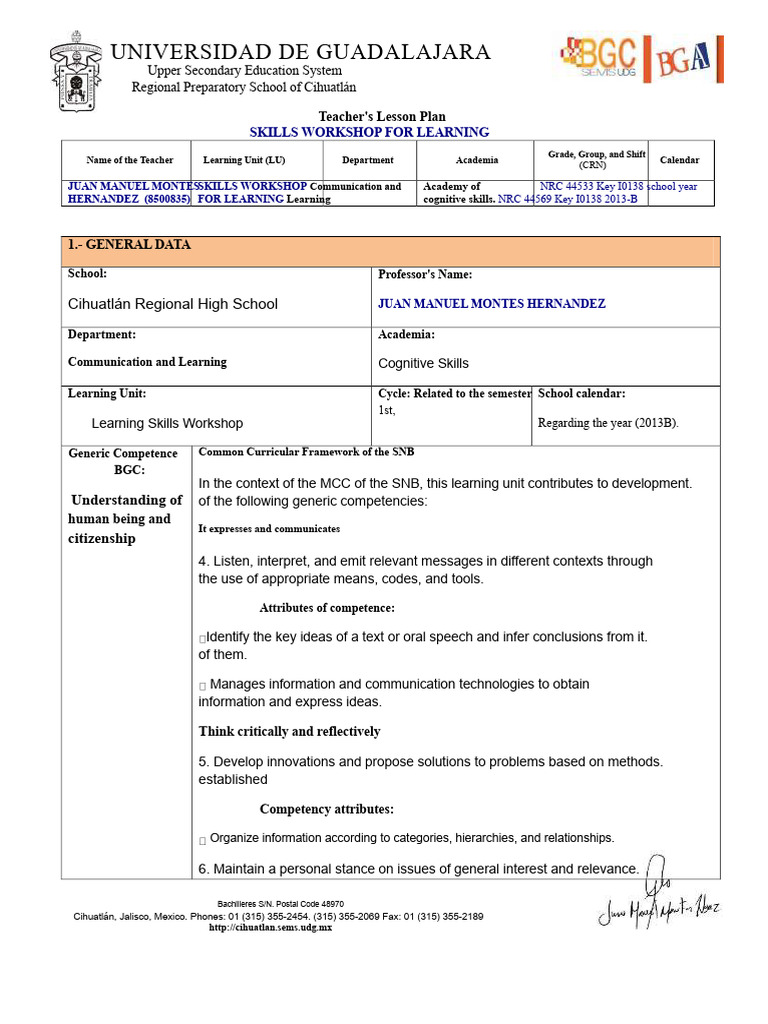 Skills Workshop Lesson Plan for Learning | PDF | Procedural Knowledge ...