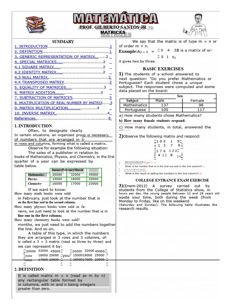Understanding Matrix Types and Operations | PDF | Matrix (Mathematics ...