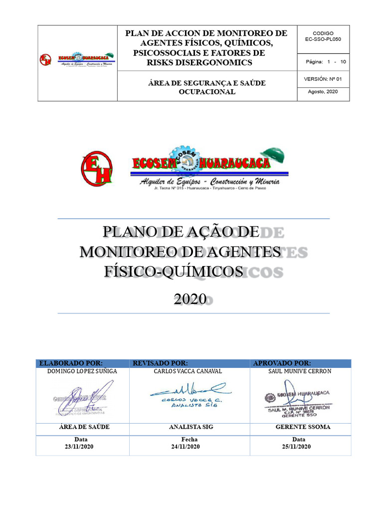 Plano de Monitoramento de Riscos 2020 | PDF | Segurança e saúde ...