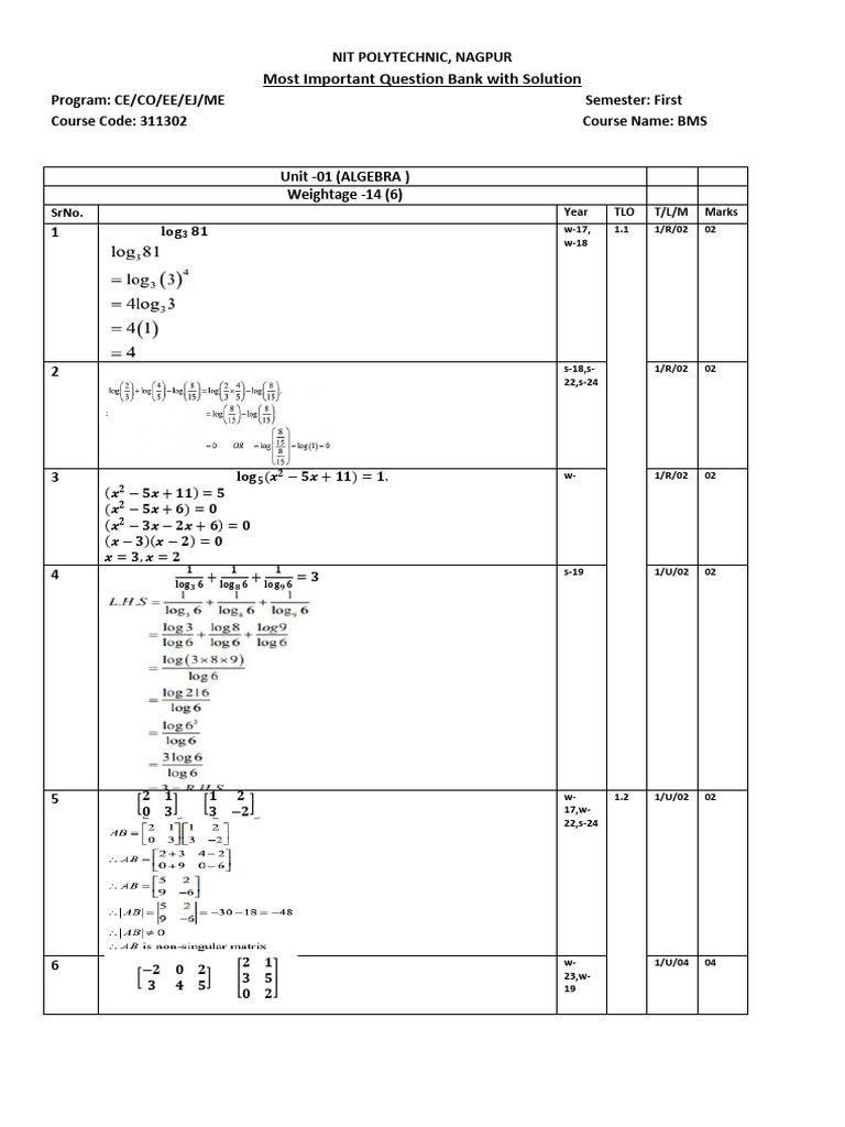 NIT Nagpur BMS Question Bank Solutions | PDF | Coefficient Of Variation ...
