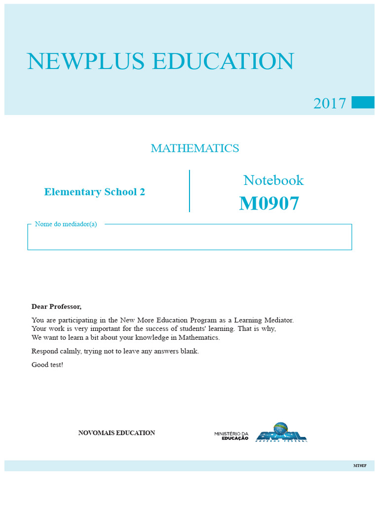 Mathematics Test Notebook - Elementary School 2 - m0907 | PDF ...