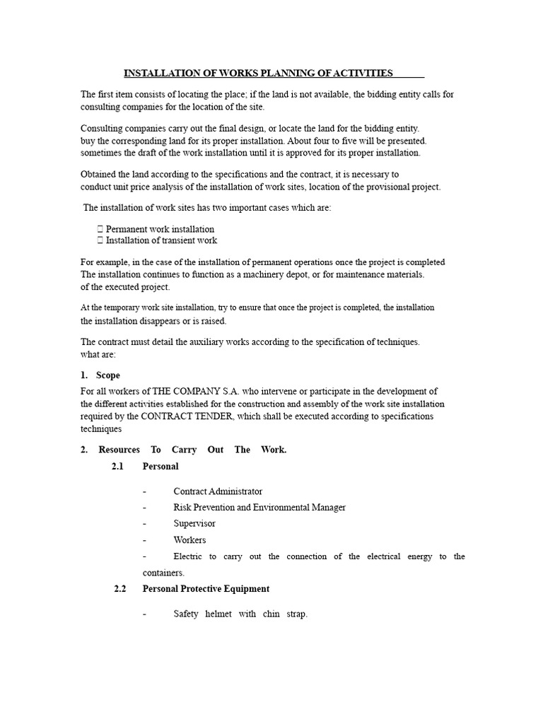 Work Site Installation Planning Guide | PDF | Waste | Safety