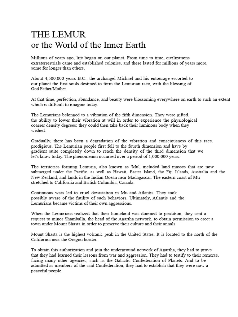 THE LEMURIA or The World of The Inner Earth | PDF