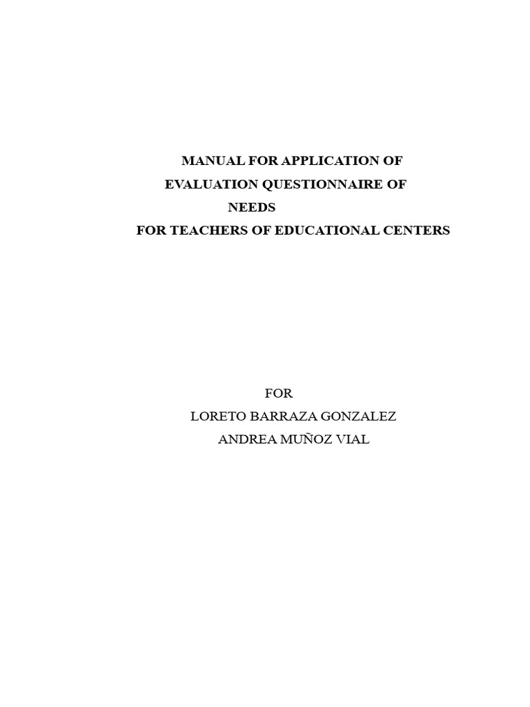 Needs Assessment for Teachers' Support | PDF | Teachers | Learning