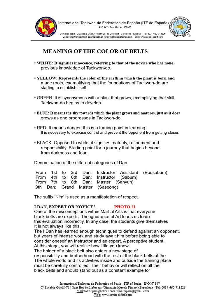 Understanding Taekwondo Belt Colors | PDF | Taekwondo
