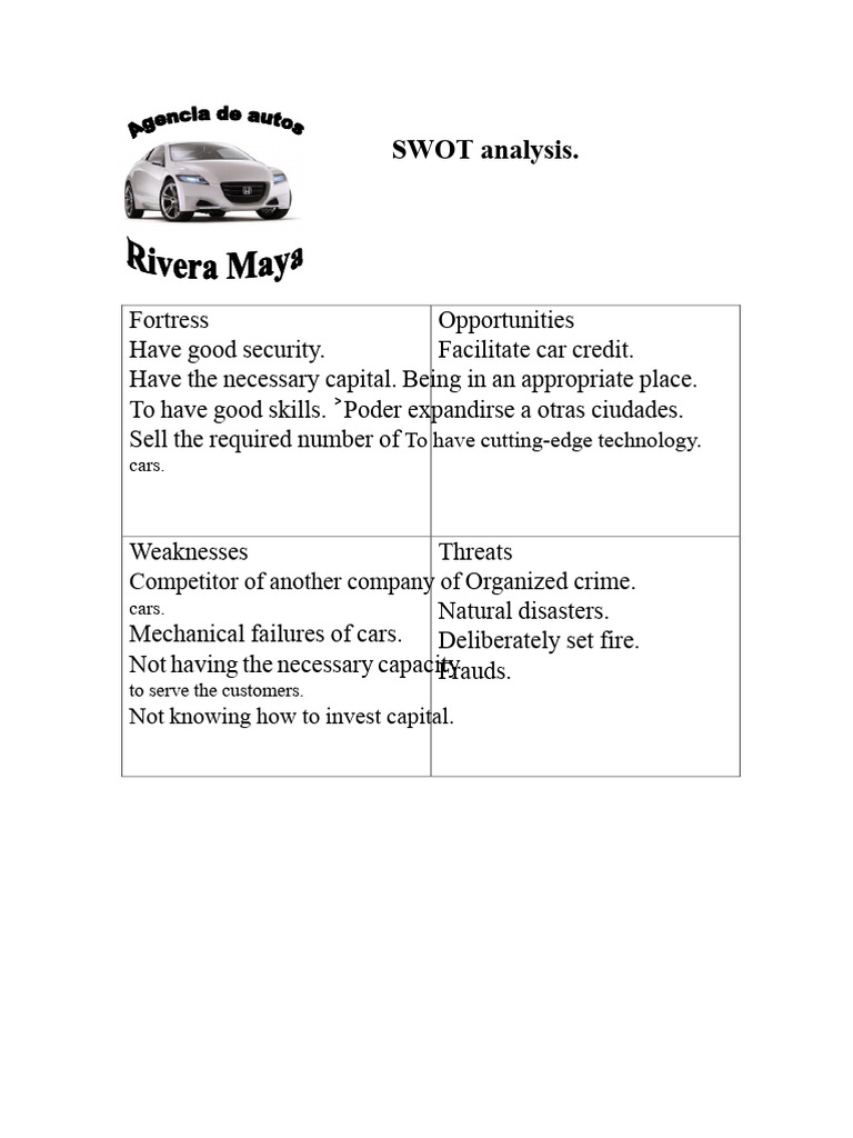 SWOT Analysis for Car Dealerships | PDF