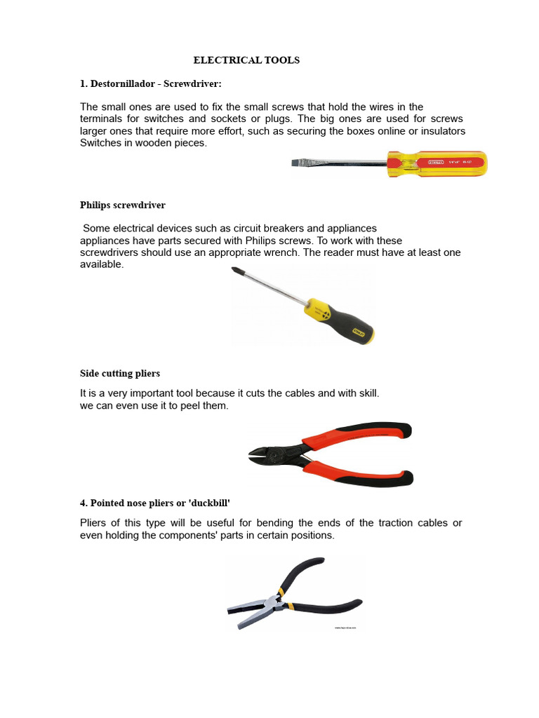 Essential Electrical Tools Guide | PDF | Electrical Connector | Electrician