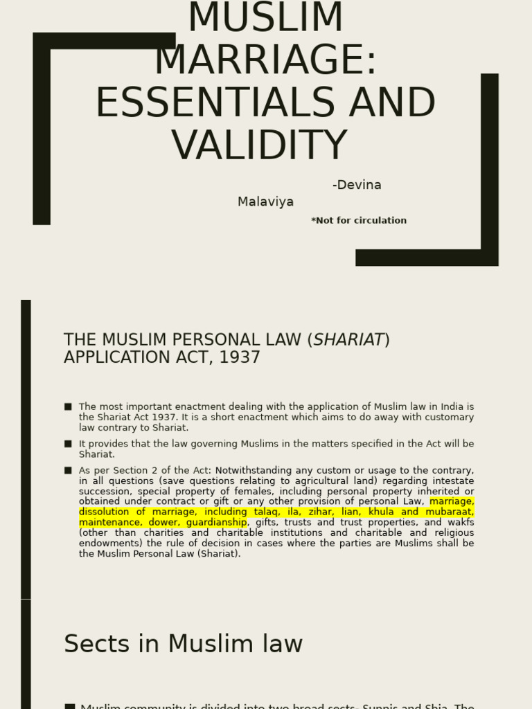 Essentials of Muslim Marriage Law | PDF | Marriage | Sharia