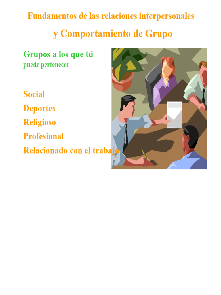 Fundamentos de Relaciones Interpersonales | PDF | Cohesión grupal ...