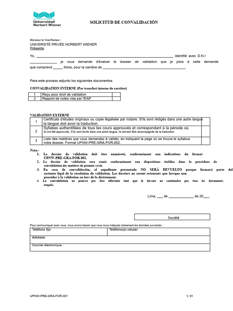Demande de Convalidation | PDF