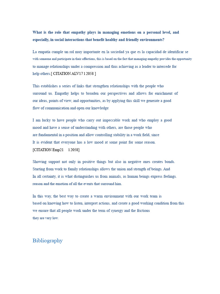What Is The Role of Empathy in Managing Emotions On A Personal Level? | PDF
