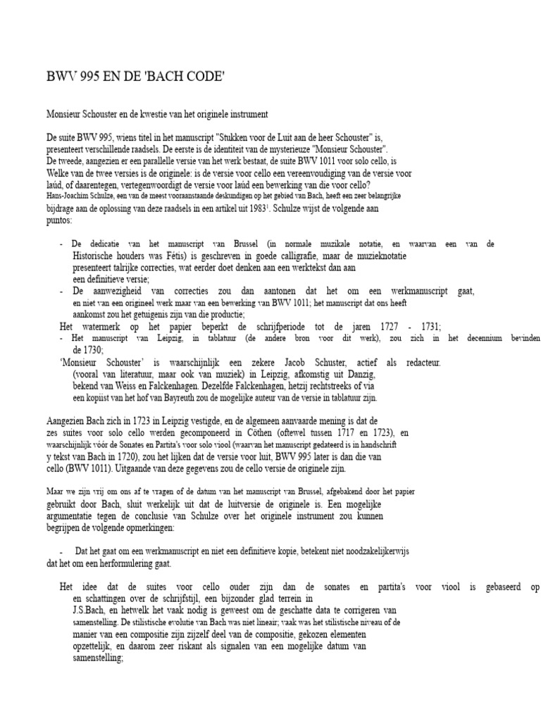 Eduardo Fernandez - BWV 995 en de Code Bach | PDF