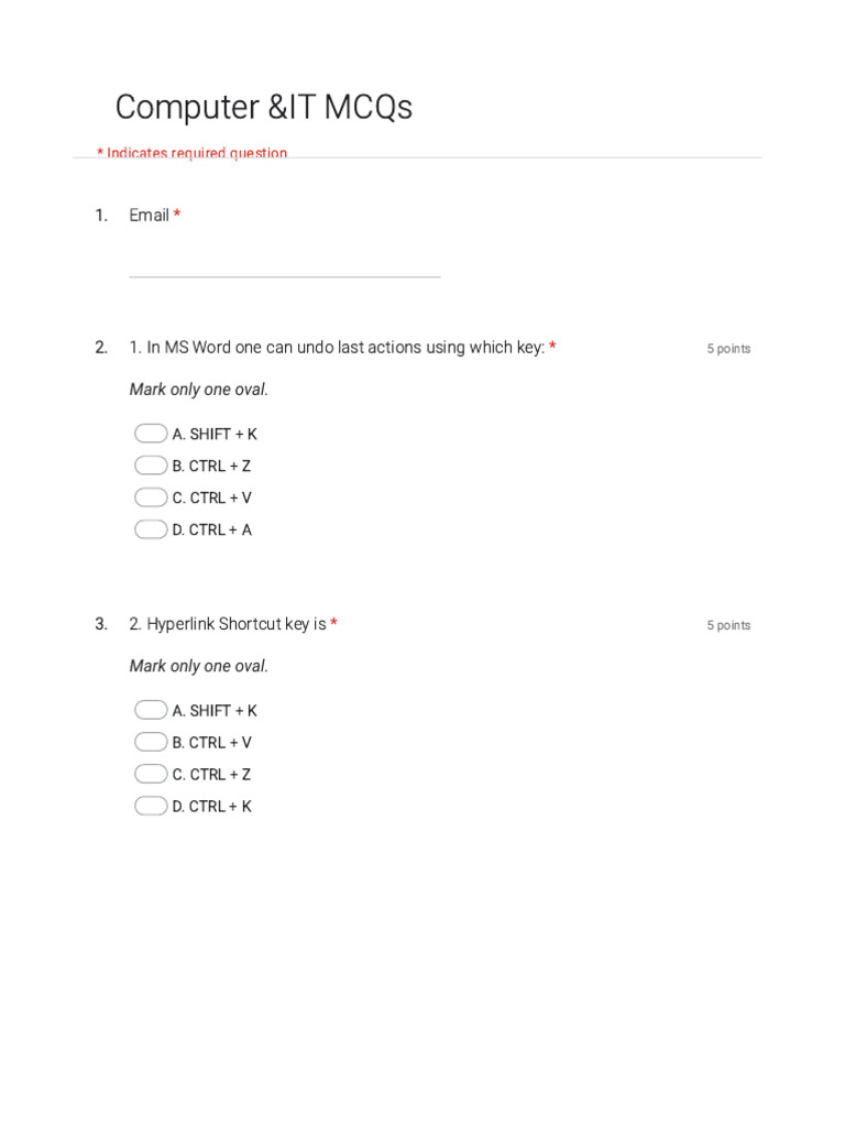 Computer & IT Multiple Choice Questions | PDF | Microsoft Word ...