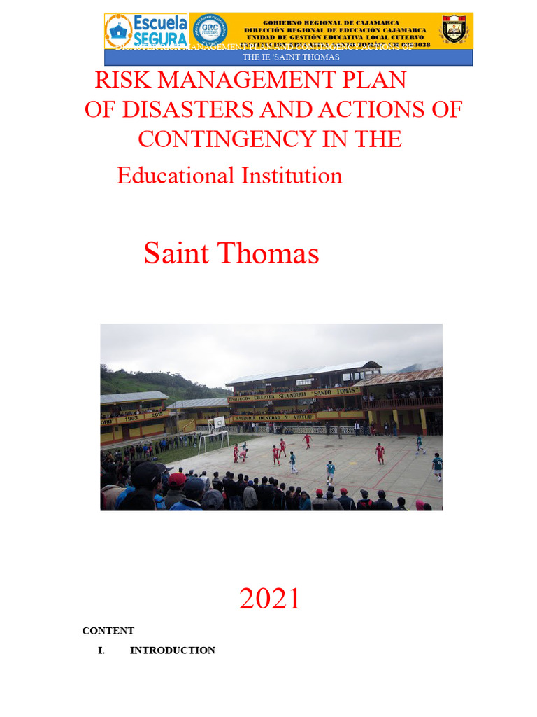 Risk and Disaster Management Plan Ie Santo Tomas 2021 | PDF | Radiation ...