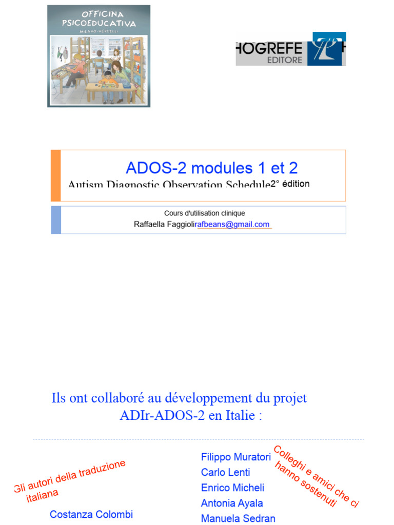 Guide sur l'ADOS-2 pour l'autisme | PDF | Autisme | Psychologie