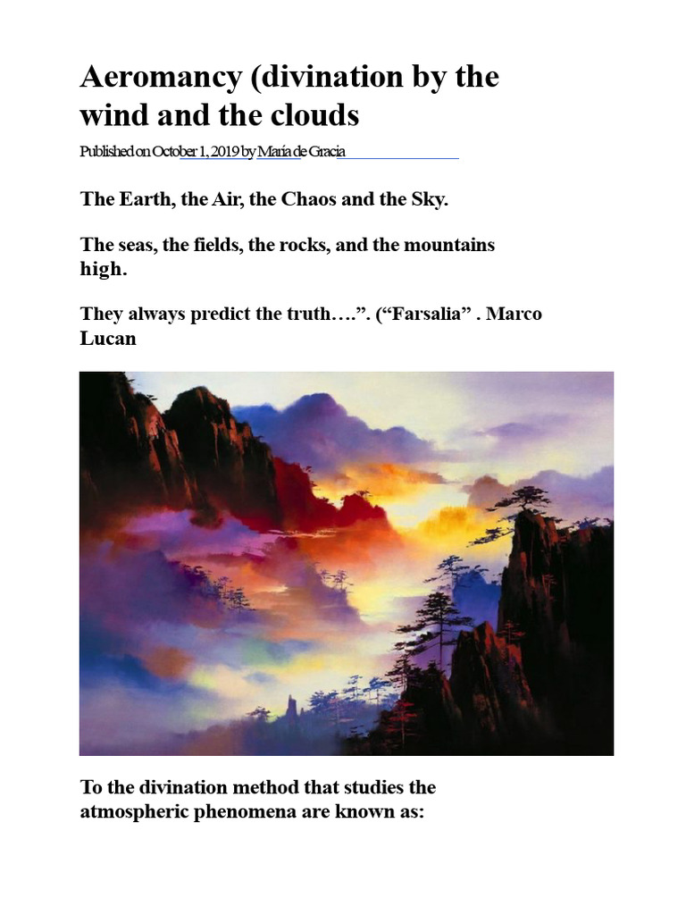 Aeromancy, Divination by Means of The Wind and Clouds | PDF ...