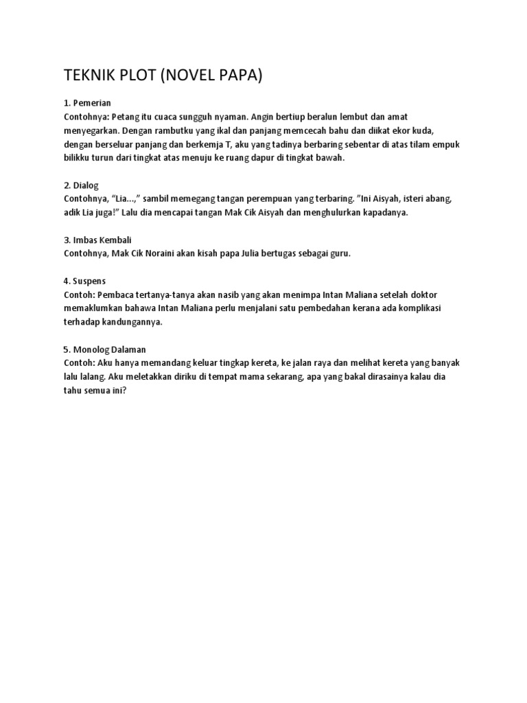 Teknik Plot Novel Papa Pdf