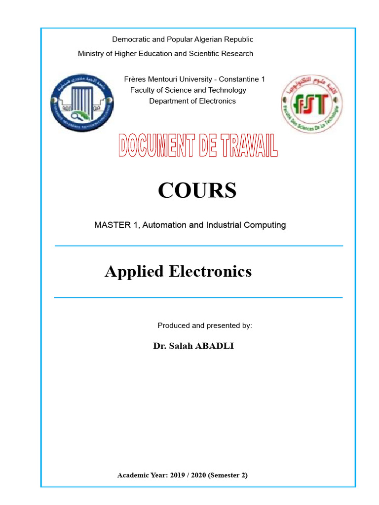 Applied Electronics Course Overview | PDF | Operational Amplifier ...