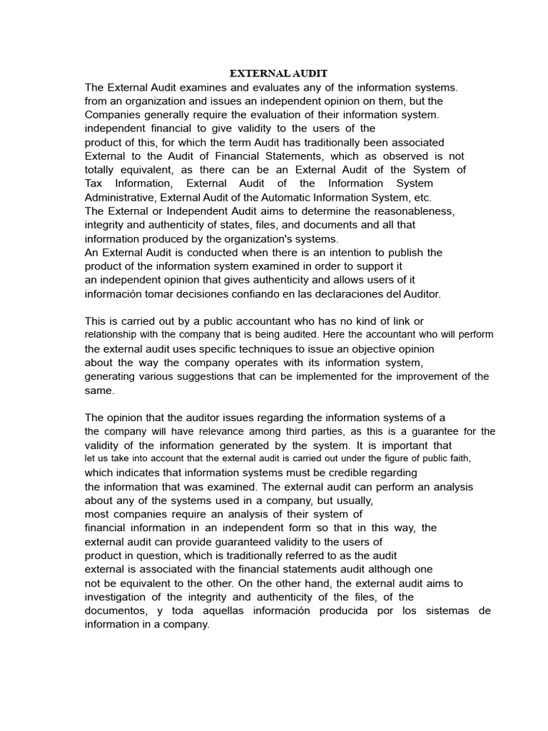 External Audit | PDF | Audit | Internal Audit