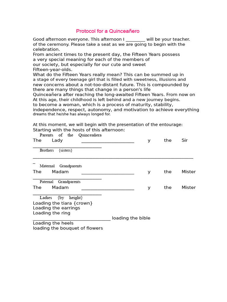 15th Birthday Party Protocol | PDF