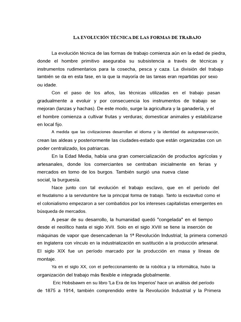 Evolución del Trabajo a lo Largo de la Historia | PDF | Agricultura ...
