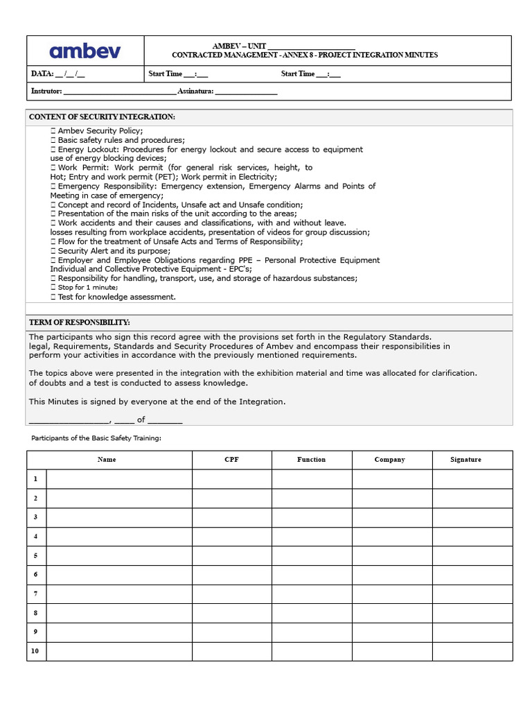 Annex 8 - Security Integration Record Minutes - (Rev - 2018) | PDF ...