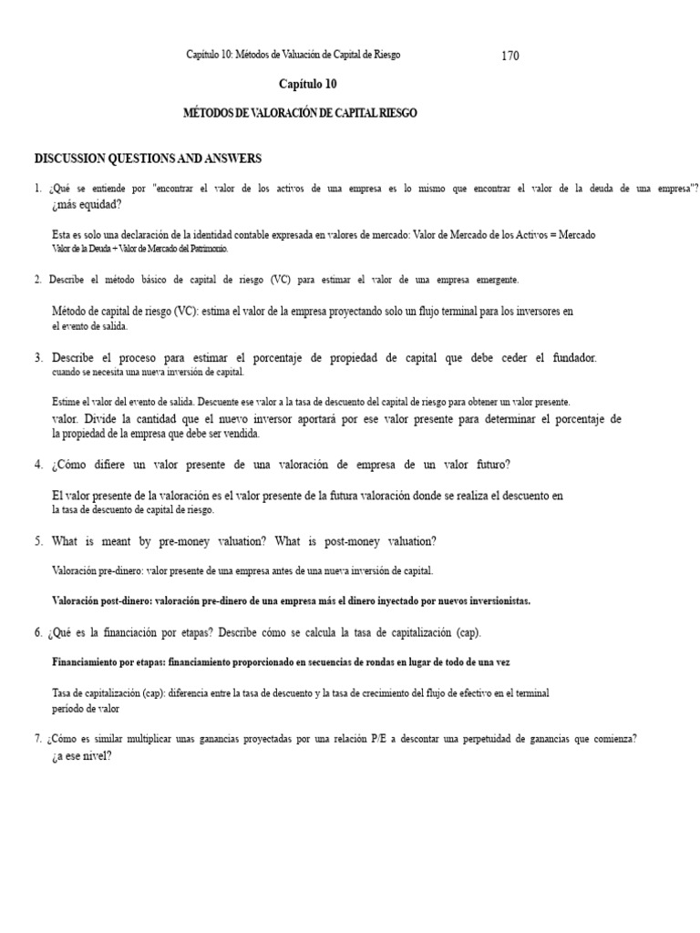Métodos de Valuación en Capital Riesgo | PDF | Compartir (Finanzas ...