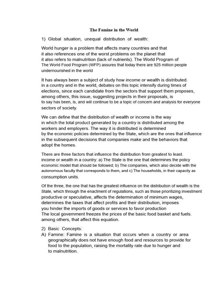 Global Hunger: Causes and Solutions | PDF | Malnutrition | Famine