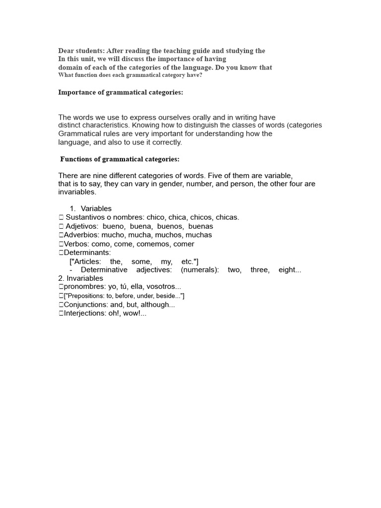 Understanding Grammatical Categories | PDF
